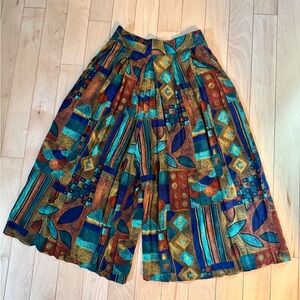 Vintage Geometric Patterned Stretch Gauchos Boho 1980 Abstract Retro